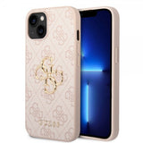 Guess iPhone 14 Plus -kuori, Big Metal Logo, vaaleanpunainen