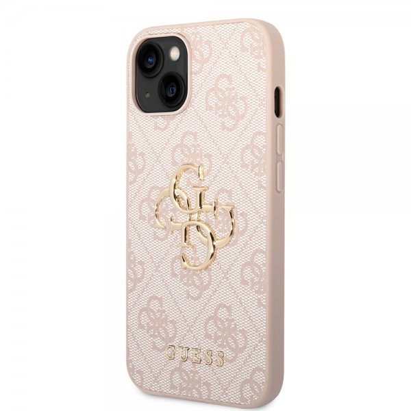 Guess iPhone 14 Plus -kuori, Big Metal Logo, vaaleanpunainen