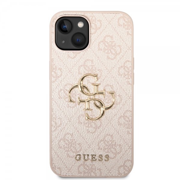 Guess iPhone 14 Plus -kuori, Big Metal Logo, vaaleanpunainen