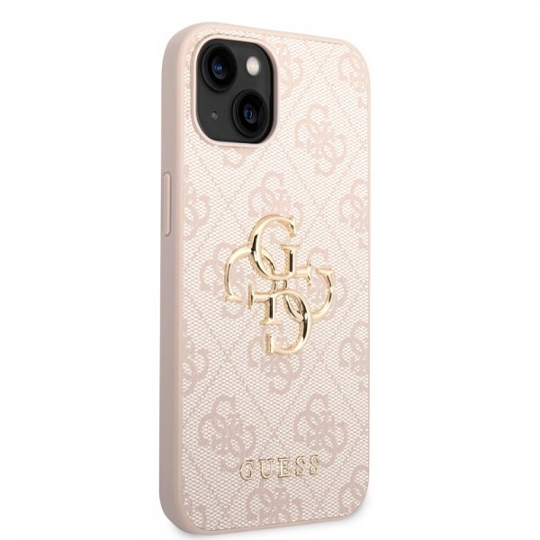 Guess iPhone 14 Plus -kuori, Big Metal Logo, vaaleanpunainen