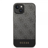 Guess iPhone 14 Plus Kuori Bottom Stripe Metal Logo Harmaa