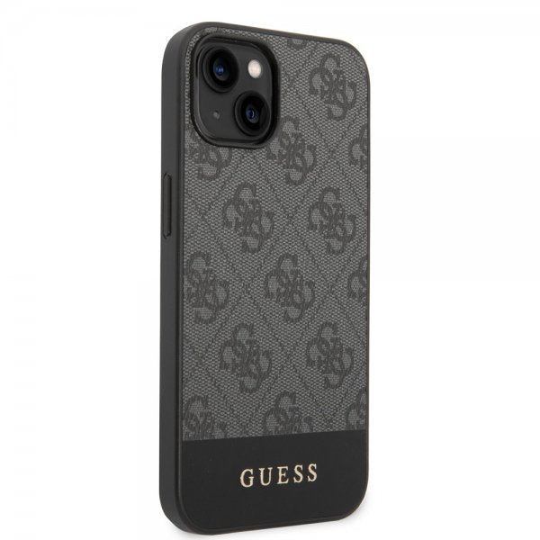 Guess iPhone 14 Plus Kuori Bottom Stripe Metal Logo Harmaa