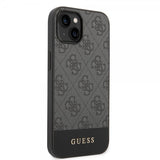 Guess iPhone 14 Plus Kuori Bottom Stripe Metal Logo Harmaa