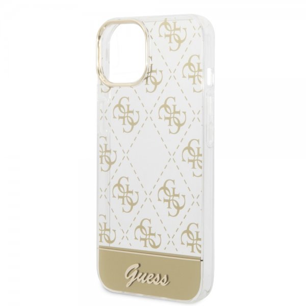 Guess iPhone 14 Plus Kuori Bottom Stripe Script Logo Kulta