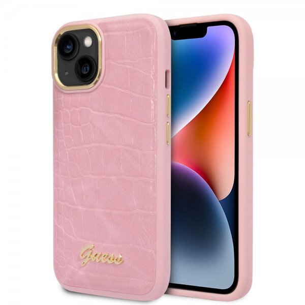 Guess iPhone 14 Plus Suojakuori Croco Pink