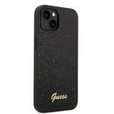 Guess iPhone 14 Plus Suojakuori Glitter Flakes Metallilogo Musta