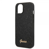 Guess iPhone 14 Plus Suojakuori Glitter Flakes Metallilogo Musta