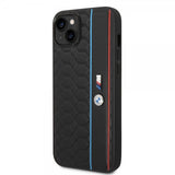 BMW iPhone 14 Plus -kuori, kuusikulmiokuvio, musta