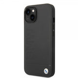 BMW iPhone 14 Plus Kuori Hot Stamp Metallilogo Musta