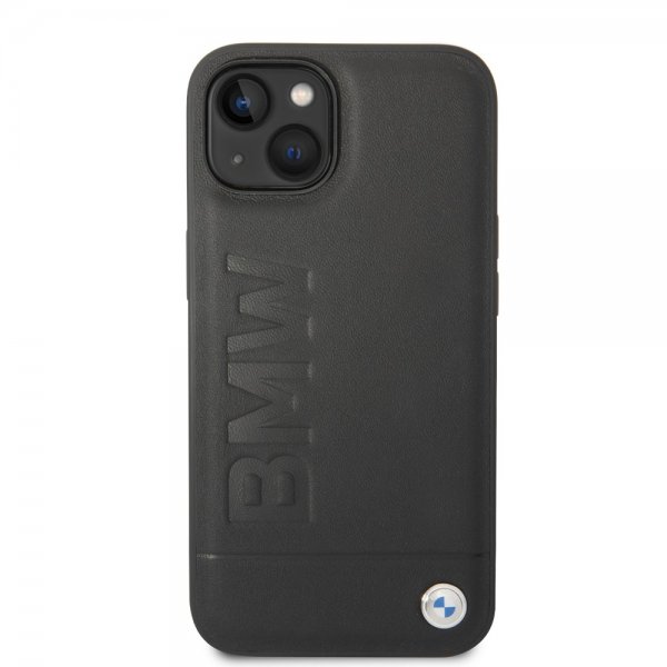 BMW iPhone 14 Plus Kuori Hot Stamp Metallilogo Musta