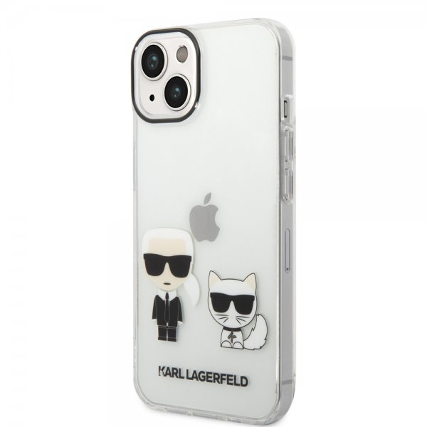 Karl Lagerfeld iPhone 14 Plus -suojakuori Karl & Choupette Gradient White