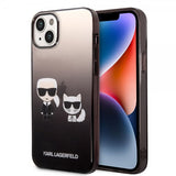 Karl Lagerfeld iPhone 14 Plus -suojakuori Karl & Choupette Gradient Musta