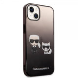 Karl Lagerfeld iPhone 14 Plus -suojakuori Karl & Choupette Gradient Musta