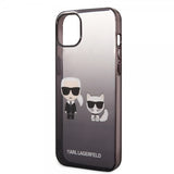 Karl Lagerfeld iPhone 14 Plus -suojakuori Karl & Choupette Gradient Musta
