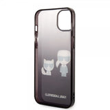 Karl Lagerfeld iPhone 14 Plus -suojakuori Karl & Choupette Gradient Musta