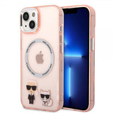 Karl Lagerfeld iPhone 14 Plus -kuori Karl & Choupette MagSafe, pinkki
