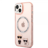 Karl Lagerfeld iPhone 14 Plus -kuori Karl & Choupette MagSafe, pinkki