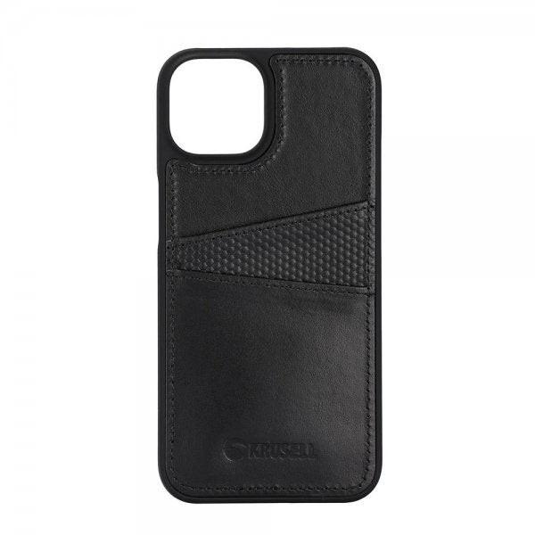 Krusell iPhone 14 Plus -suojakotelo, nahkaa, CardCover, musta