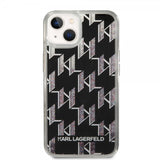 Karl Lagerfeld iPhone 14 Plus -suojakuori, Liquid Glitter Monogram, musta