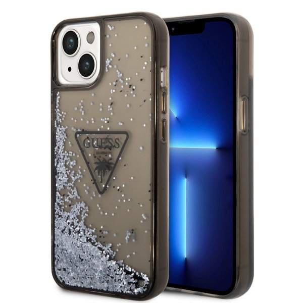 Guess iPhone 14 Plus -kuori Liquid Glitter Translucent, musta