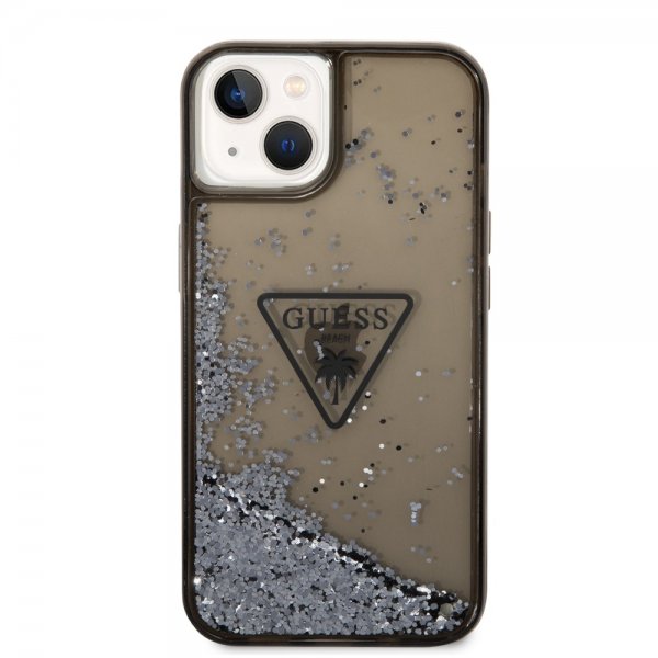 Guess iPhone 14 Plus -kuori Liquid Glitter Translucent, musta