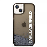 Karl Lagerfeld iPhone 14 Plus -suojakuori, Liquid Glitter, läpikuultava, musta