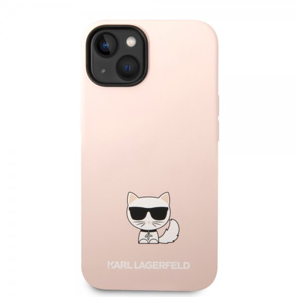 Karl Lagerfeld iPhone 14 Plus -suojakuori, Liquid Silicone Choupette, vaaleanpunainen