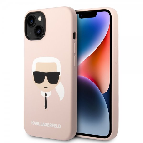 Karl Lagerfeld iPhone 14 Plus -kuori nestemäinen silikoni Karl MagSafe Pinkki