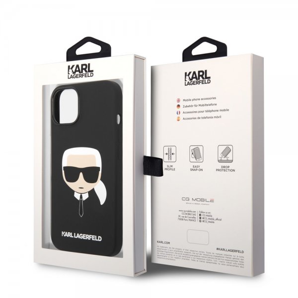 Karl Lagerfeld iPhone 14 Plus -kuori Liquid Silicone Karl MagSafe Musta