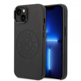 Karl Lagerfeld iPhone 14 Plus -suojakuori logolla, rei'itetty, musta