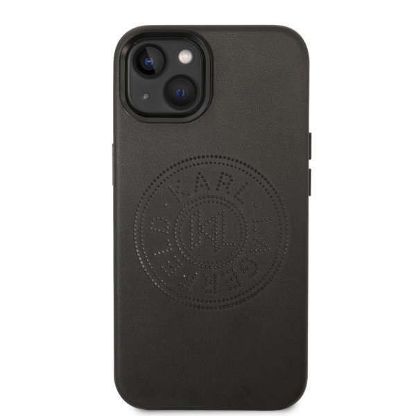 Karl Lagerfeld iPhone 14 Plus -suojakuori logolla, rei'itetty, musta