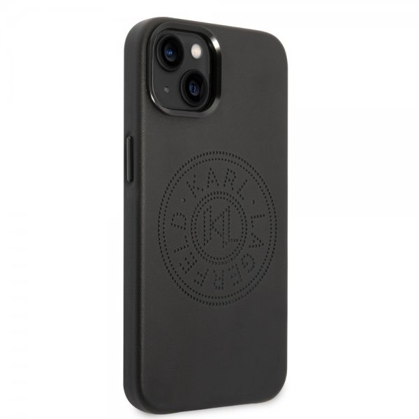 Karl Lagerfeld iPhone 14 Plus -suojakuori logolla, rei'itetty, musta