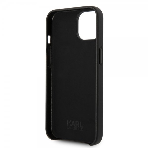 Karl Lagerfeld iPhone 14 Plus -suojakuori logolla, rei'itetty, musta