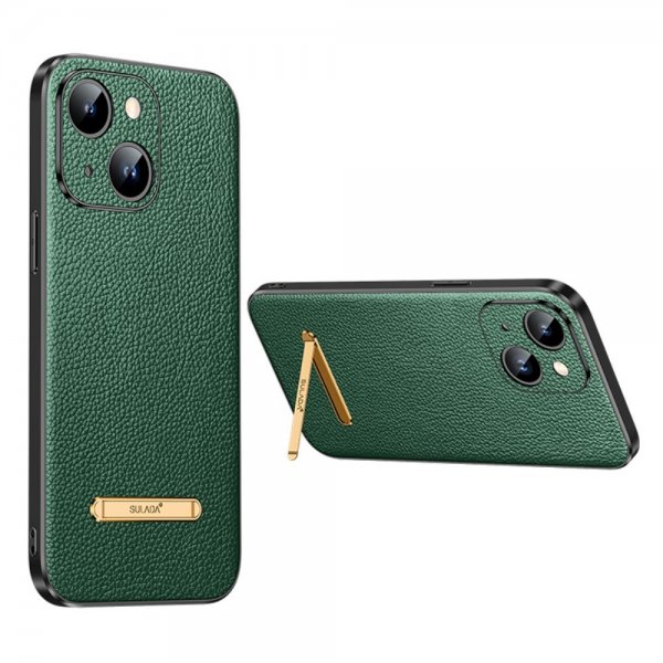 Sulada iPhone 14 Plus -kuori jalustalla, vihreä