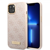 Guess iPhone 14 Plus Kuori Metallilevylogo MagSafe Ruusukulta