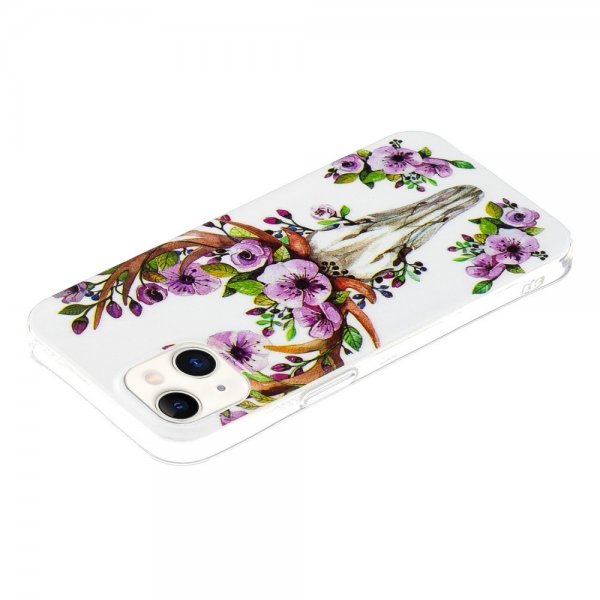 iPhone 14 Plus -kuoret Kukka- ja Peurakuviolla