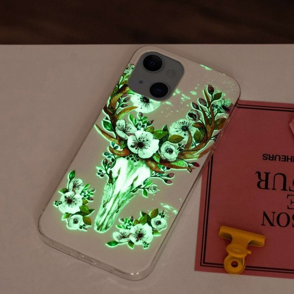 iPhone 14 Plus -kuoret Kukka- ja Peurakuviolla