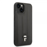 Karl Lagerfeld iPhone 14 Plus -kuori Quilted Nylon Puffy Case Ikonik Pin Musta
