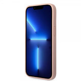 Guess iPhone 14 Plus -kuori Saffiano Metal Logo Stripes, pinkki