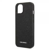 Karl Lagerfeld iPhone 14 Plus -suojakuori Solid Glitter Plaque Logo Musta