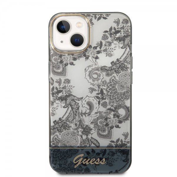 Guess iPhone 14 Plus -kuori, Toile de Jouy, harmaa
