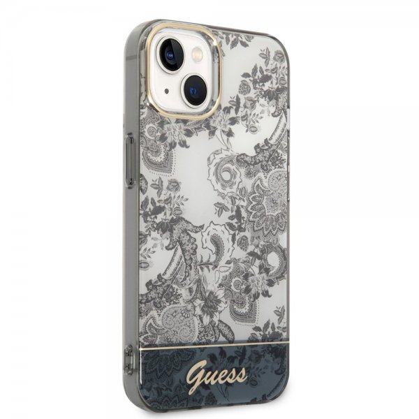Guess iPhone 14 Plus -kuori, Toile de Jouy, harmaa