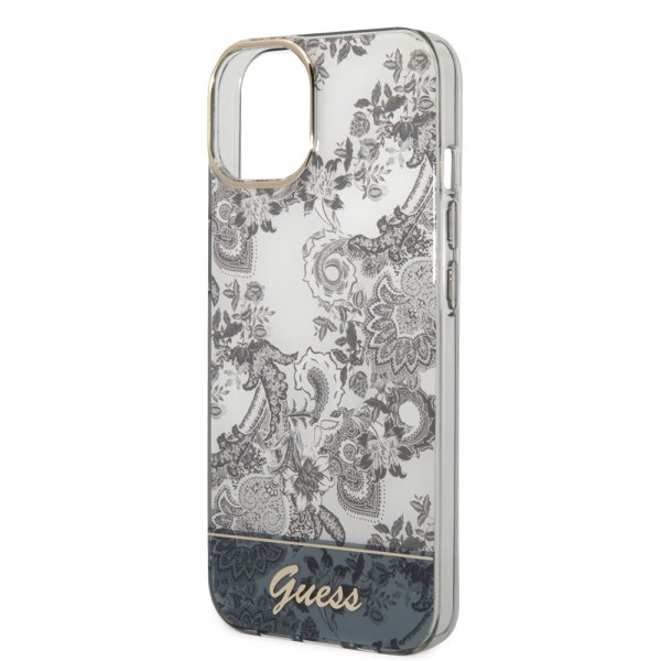 Guess iPhone 14 Plus -kuori, Toile de Jouy, harmaa