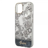 Guess iPhone 14 Plus -kuori, Toile de Jouy, harmaa