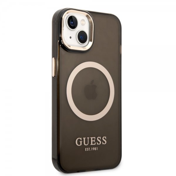 Guess iPhone 14 Plus Läpikuultava MagSafe-kuori Musta