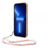 Guess iPhone 14 Plus Läpikuultava Kuori Hihnalla Ruusukulta