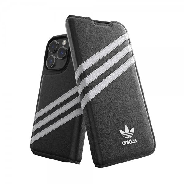 Adidas iPhone 14 Pro Kotelo 3 Raidat Kirjanmallinen Kotelo Musta Valkoinen