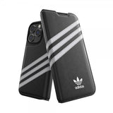Adidas iPhone 14 Pro Kotelo 3 Raidat Kirjanmallinen Kotelo Musta Valkoinen