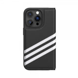 Adidas iPhone 14 Pro Kotelo 3 Raidat Kirjanmallinen Kotelo Musta Valkoinen