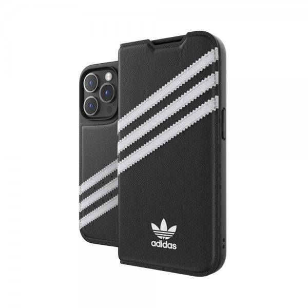 Adidas iPhone 14 Pro Kotelo 3 Raidat Kirjanmallinen Kotelo Musta Valkoinen